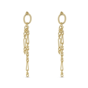 The Chain Addiction II gold plated earrings with double asymmetric chain-
