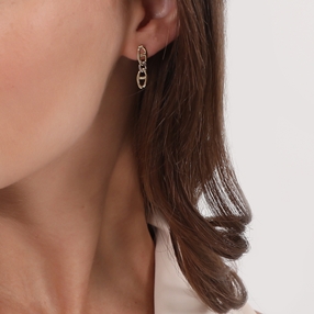 The Chain Addiction gold plated earrings with silvery element-