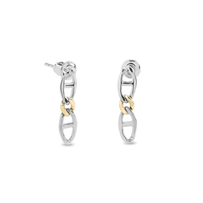 The Chain Addiction II silvery earrings with gold plated element-