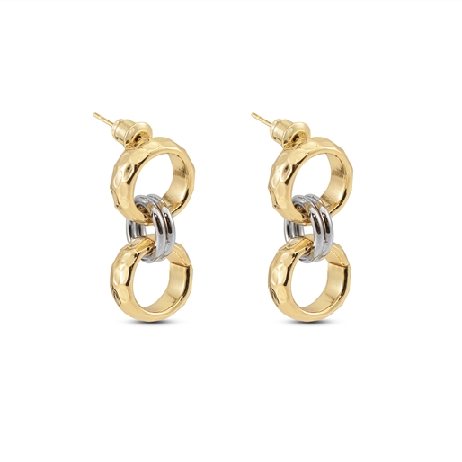 The Chain Addiction II bi-color earrings with interlinking hoops-