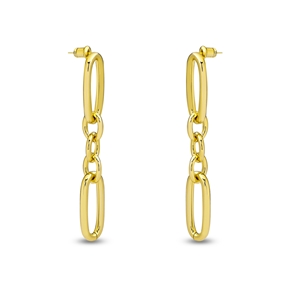The Chain Addiction long gold plated oval chain earrings-