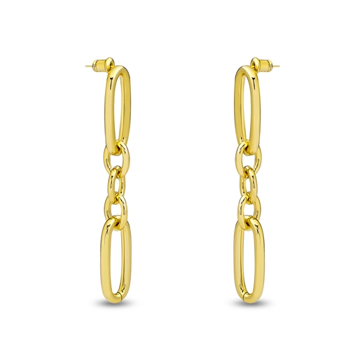The Chain Addiction long gold plated oval chain earrings-