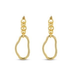 The Chain Addiction gold plated dangle earrings with irregular link-