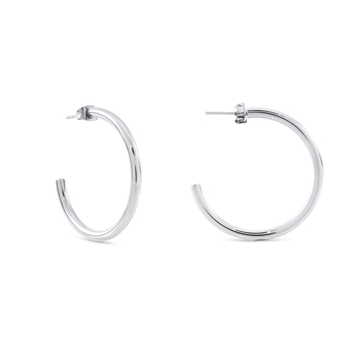 Hoops! Large Hoop Silvery Earrings-