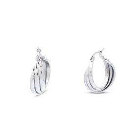Hoops! triple wavy silvery earrings-