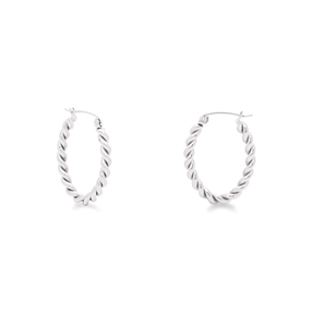 Hoops! oval twisted silvery earrings-