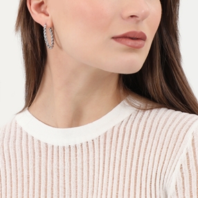 Hoops! oval twisted silvery earrings-