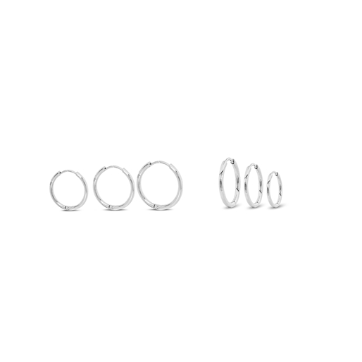 Hoops! set of three silvery earrings-