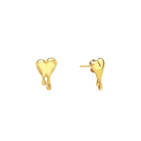 Melting Heart Earrubgs With 18K Yellow Gold Plated Silver 925° Chain-