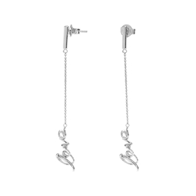 Melting Heart silver chain earrings with love motif-