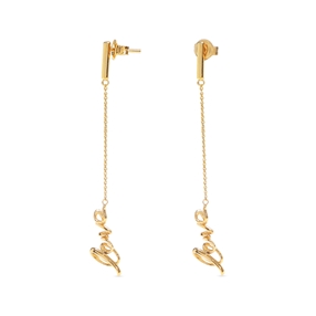 Melting Heart gold plated chain earrings with love motif-