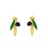 Earings 18K Yellow Gold Plated Silver 925° And Olive With Leaves Motif