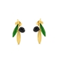 Earings 18K Yellow Gold Plated Silver 925° And Olive With Leaves Motif-