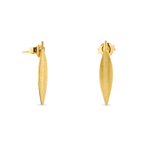 Earrings With Silver 925° 18K Yellow Gold Plated Olve Leaf Motif-