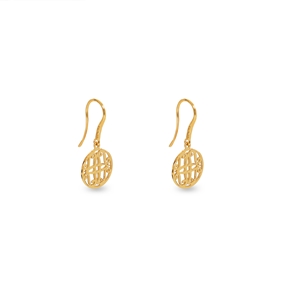 Kallos small dangle earrings with gold plated coin motif-