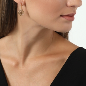 Kallos small dangle earrings with gold plated coin motif-