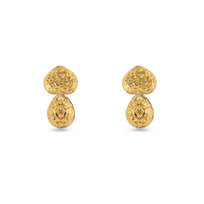 Archaics gold plated dangle earrings carved heart and drop-