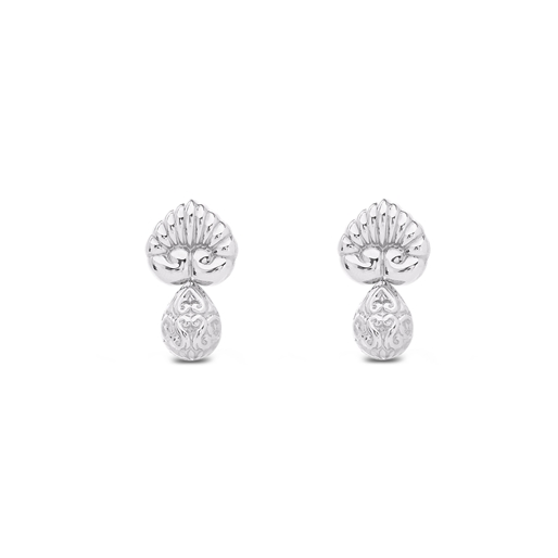 Archaics silver earrings anthemion and carved drop-