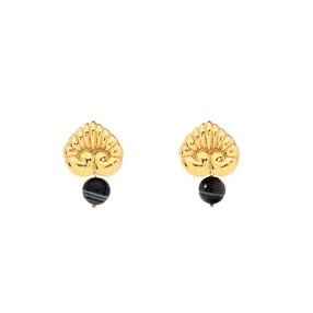 Archaics gold plated earrings anthemion and quartz-