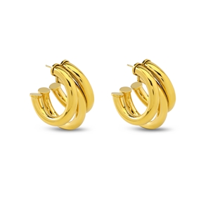 Hoops! large triple hoop gold plated earrings-