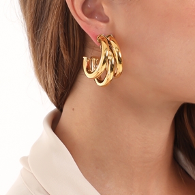 Hoops! Triple Hoop Gold Plated Earrings-