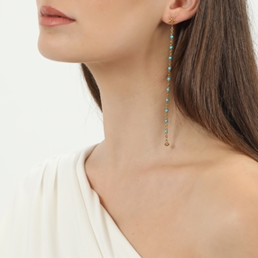 Mare Bello gold plated chain earrings with turquoise enamel-