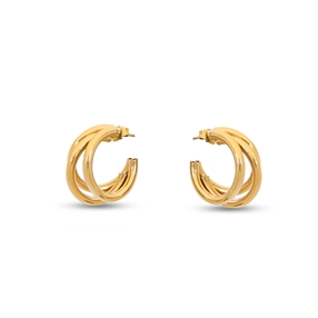 Hoops! triple hoop gold plated earrings-