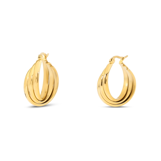 Hoops! triple wavy gold plated earrings-