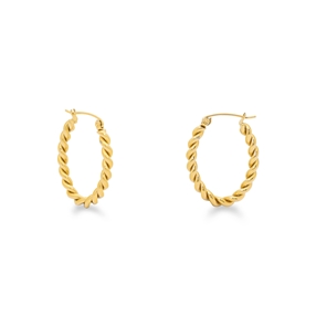Hoops! oval twisted gold plated earrings-