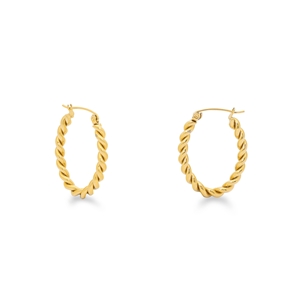 Hoops! oval twisted gold plated earrings-
