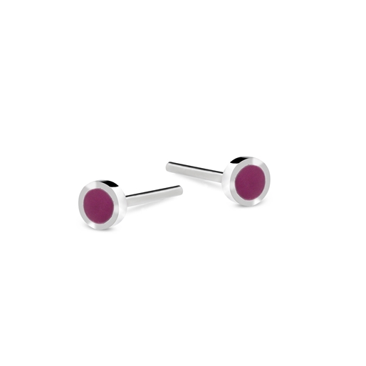 Fashionable.Me silver round studs with purple enamel-