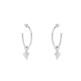 Fashionable.Me small silver hoops with heart and key charms-