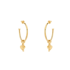 Fashionable.Me small gold plated hoops with heart and key charms-