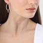 Fashionable.Me medium silver hoops with palmette and purple round charms-