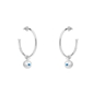 Fashionable.Me medium silver hoops with sphere and blue round charms-