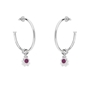 Fashionable.Me large silver hoops with H4H and purple round charms-