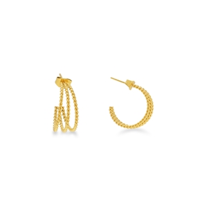 Hoops! medium gold plated earrings with braided triple hoops-