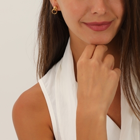 Hoops! short double motif gold plated earrings-