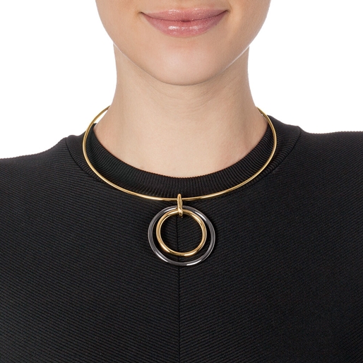 Metal Chic Yellow Gold Plated Choker Necklace-