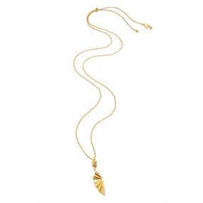 Pleats Bliss gold plated long necklace-
