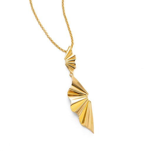 Pleats Bliss 18k Yellow Gold Plated Brass Long Necklace-