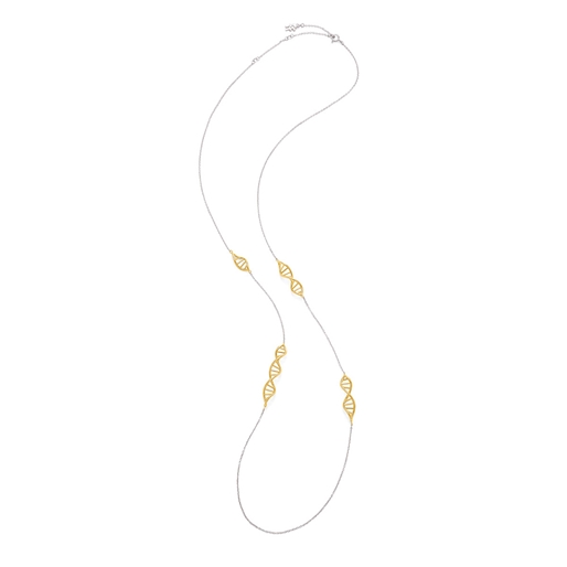 Style DNA Silver 925 18k Yellow Gold Plated Long Necklace-