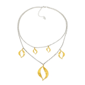 Flaming Soul Necklace With Silver Plated Double Chain And 18K Yellow Gold Plated Flame Motif-