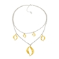 Flaming Soul short double chain silvery necklace with gold plated motifs-