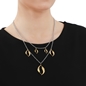 Flaming Soul short double chain silvery necklace with gold plated motifs-