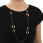 Flaming Soul long silvery necklace with gold plated motifs -