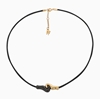 Psyche Silver 925° Necklace With Black Cord And 18K Yellow Gold Plating