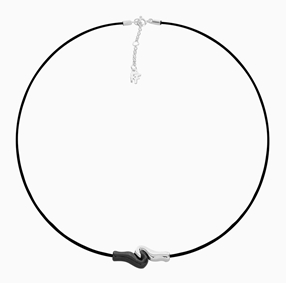 Psyche Silver 925° Necklace With Black Cord And Gun Plating-