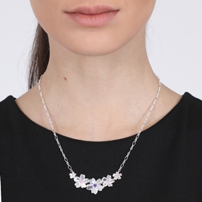 The Dreamy Flower silver 925° short chain necklace with flowers motif-