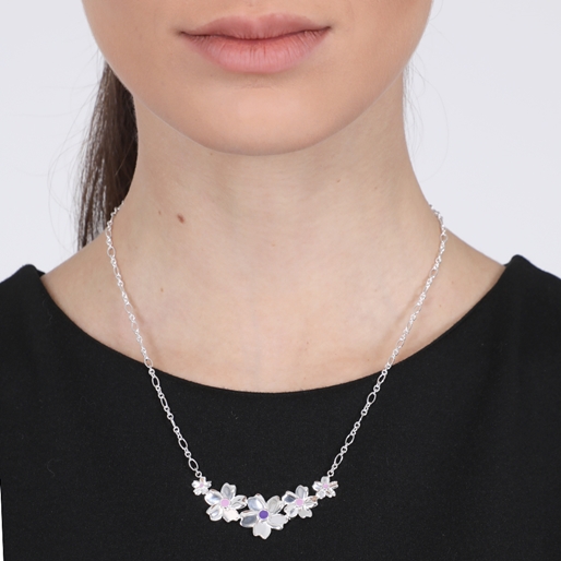 The Dreamy Flower silver 925° short chain necklace with flowers motif-